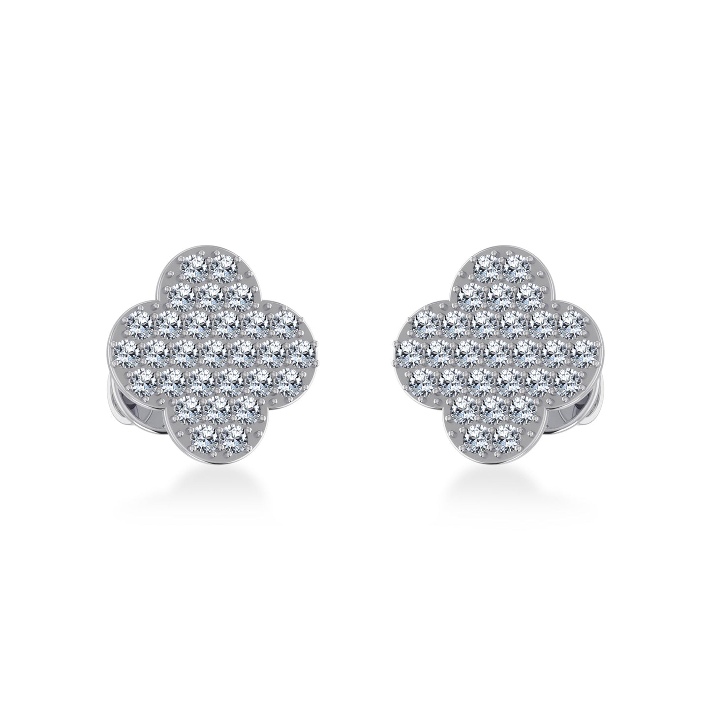 14K White Gold Diamond  Designer Stud Earring 1/4 Ctw