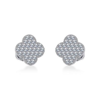 14K White Gold Diamond  Designer Stud Earring 1/4 Ctw