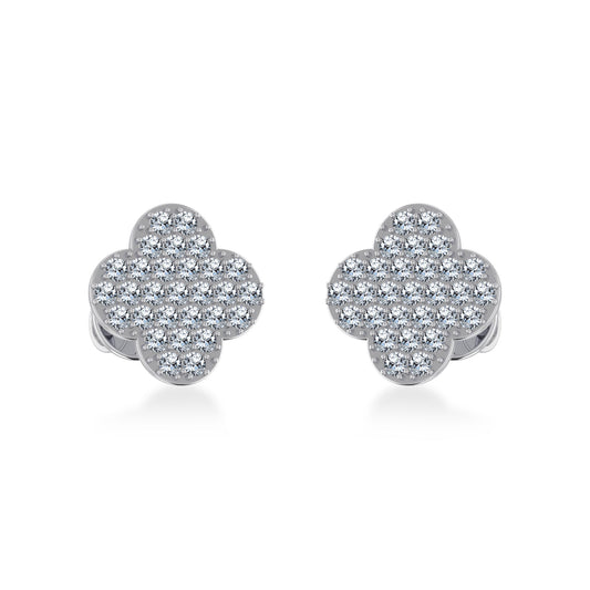 14K White Gold Diamond  Designer Stud Earring 1/4 Ctw