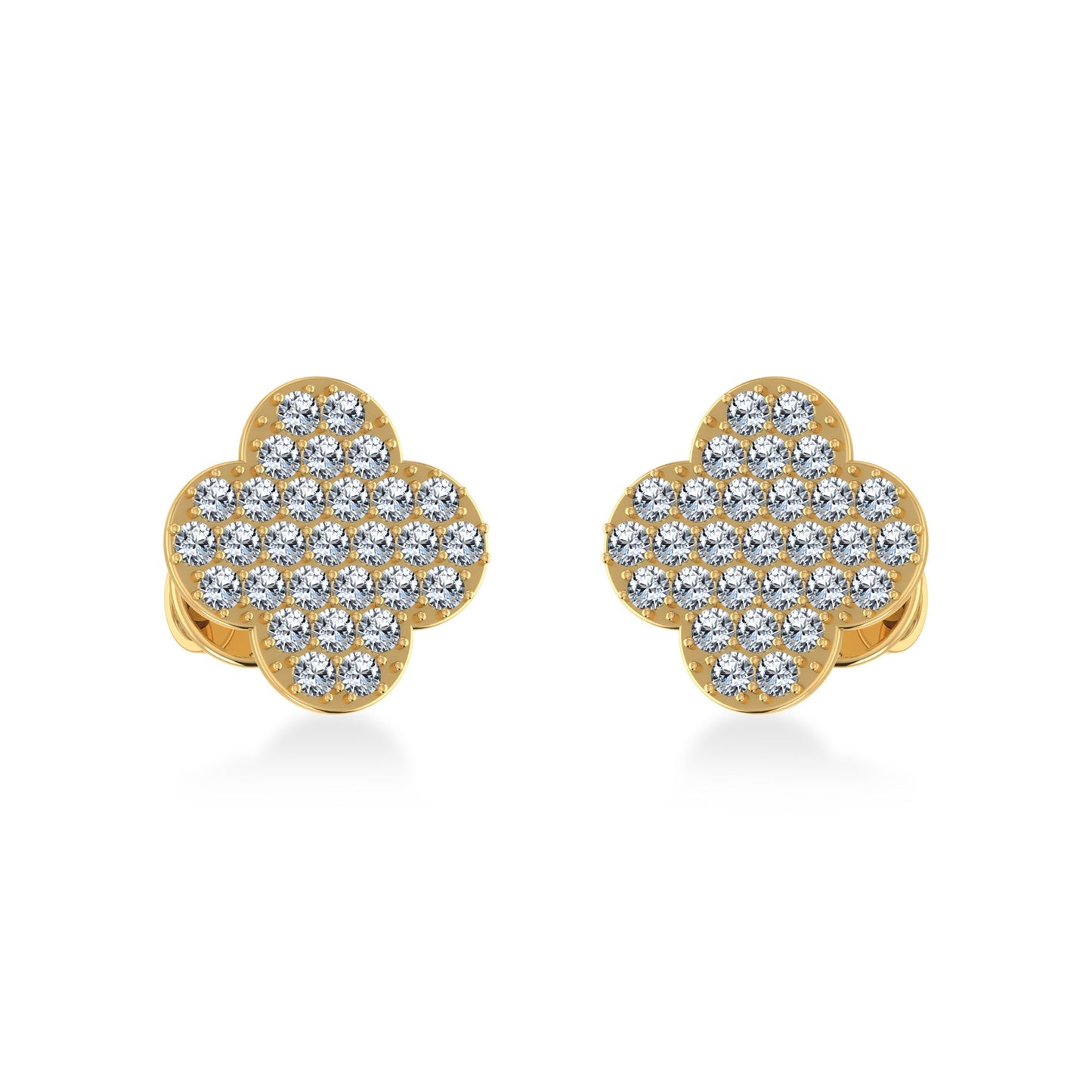 14K Yellow Gold Diamond  Designer Stud Earring 1/4 Ctw