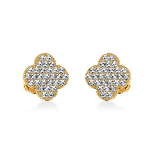 14K Yellow Gold Diamond  Designer Stud Earring 1/4 Ctw