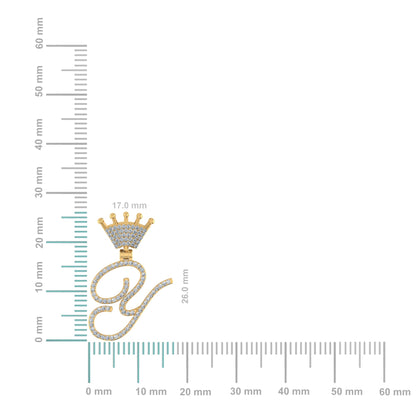 10K Yellow Gold Round Diamond Crown Y Letter Initial Pendant 1/5 Ctw