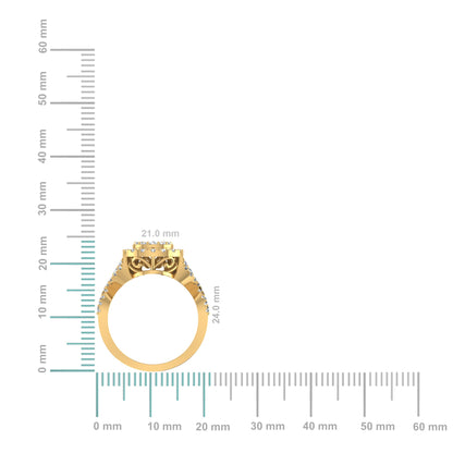 10K Yellow Gold Round Diamond Pear Shape Halo Designer Womens Ring Size 7 1-3/8 Ctw