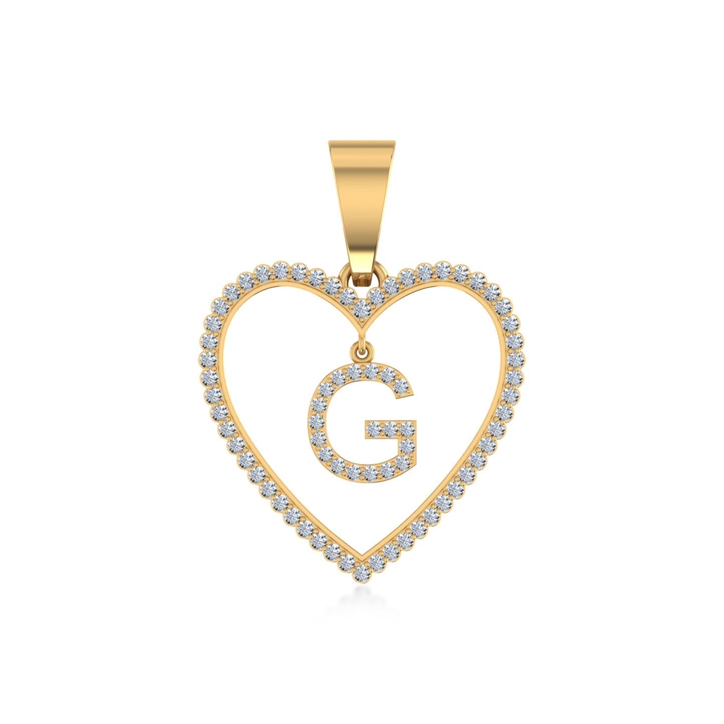 10K Yellow Gold Diamond Initial Heart G Letter Pendant 1/5 Ctw