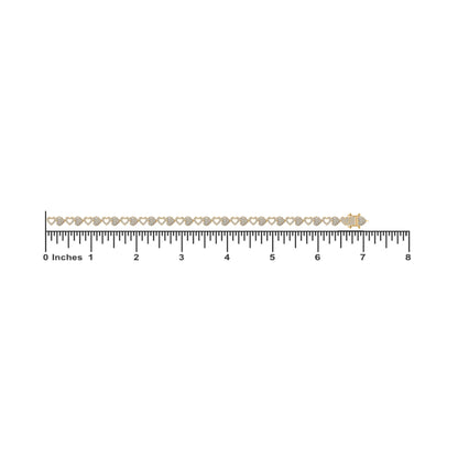 10K Yellow Gold Round Diamond Heart Designer 7 Inch Bracelet 2-1/6 Ctw