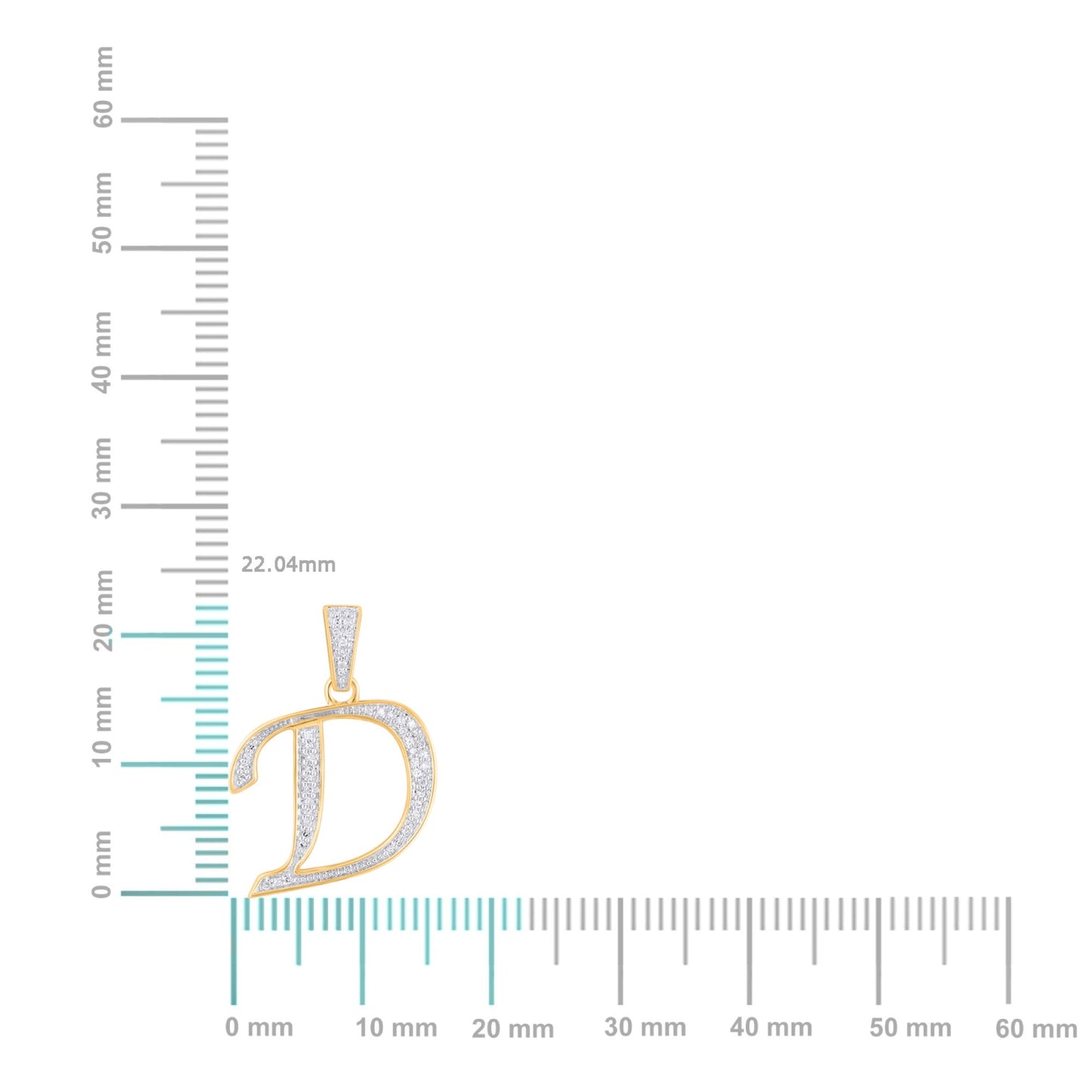 10K Yellow Gold Round Diamond D Letter Initial Pendant 1/10 Ctw