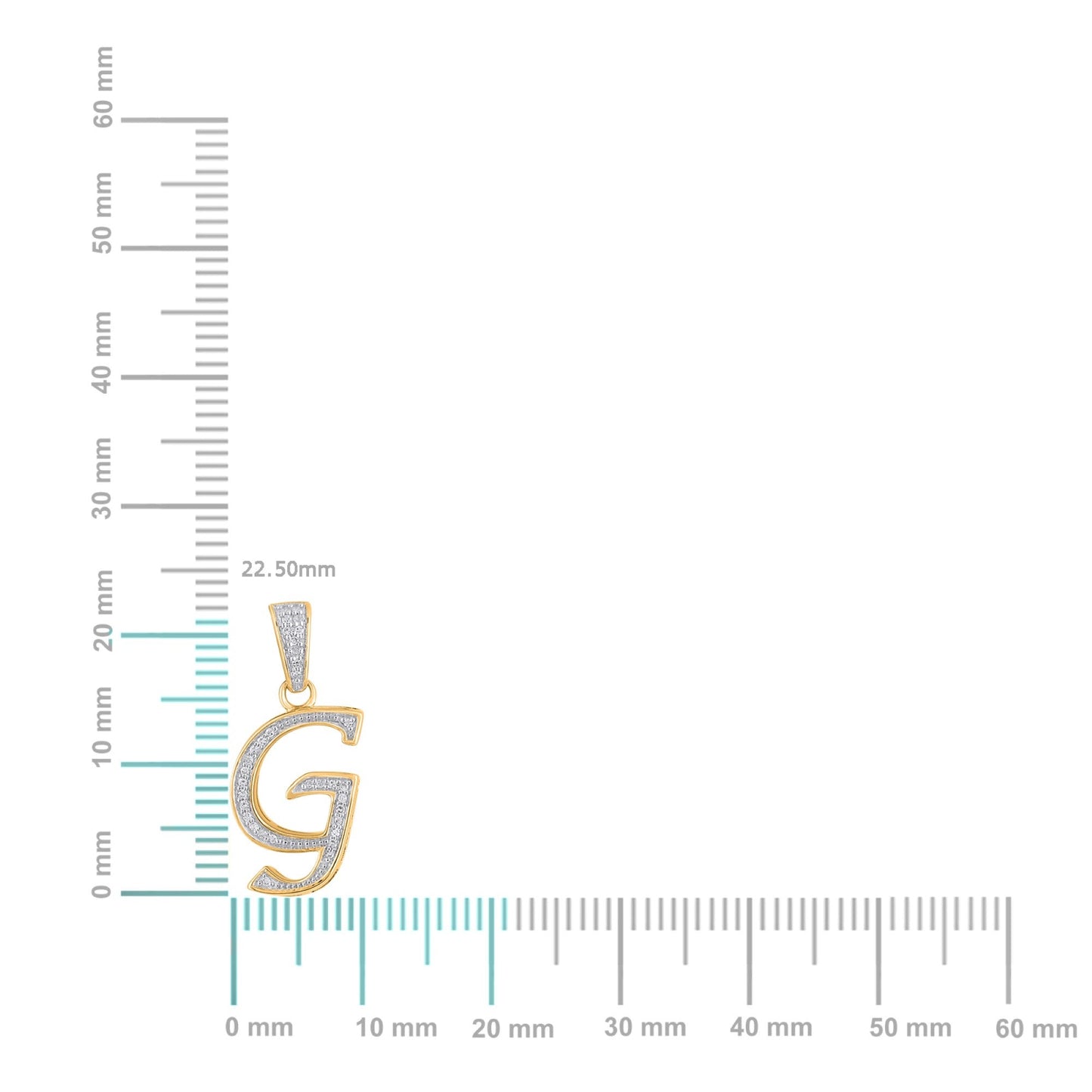 10K Yellow Gold Round Diamond G Letter Initial Pendant 1/10 Ctw