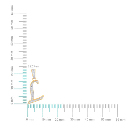 10K Yellow Gold Round Diamond L Letter Initial Pendant 1/10 Ctw