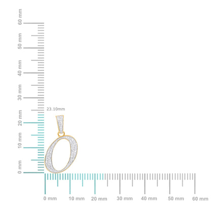 10K Yellow Gold Round Diamond O Letter Initial Pendant 1/10 Ctw