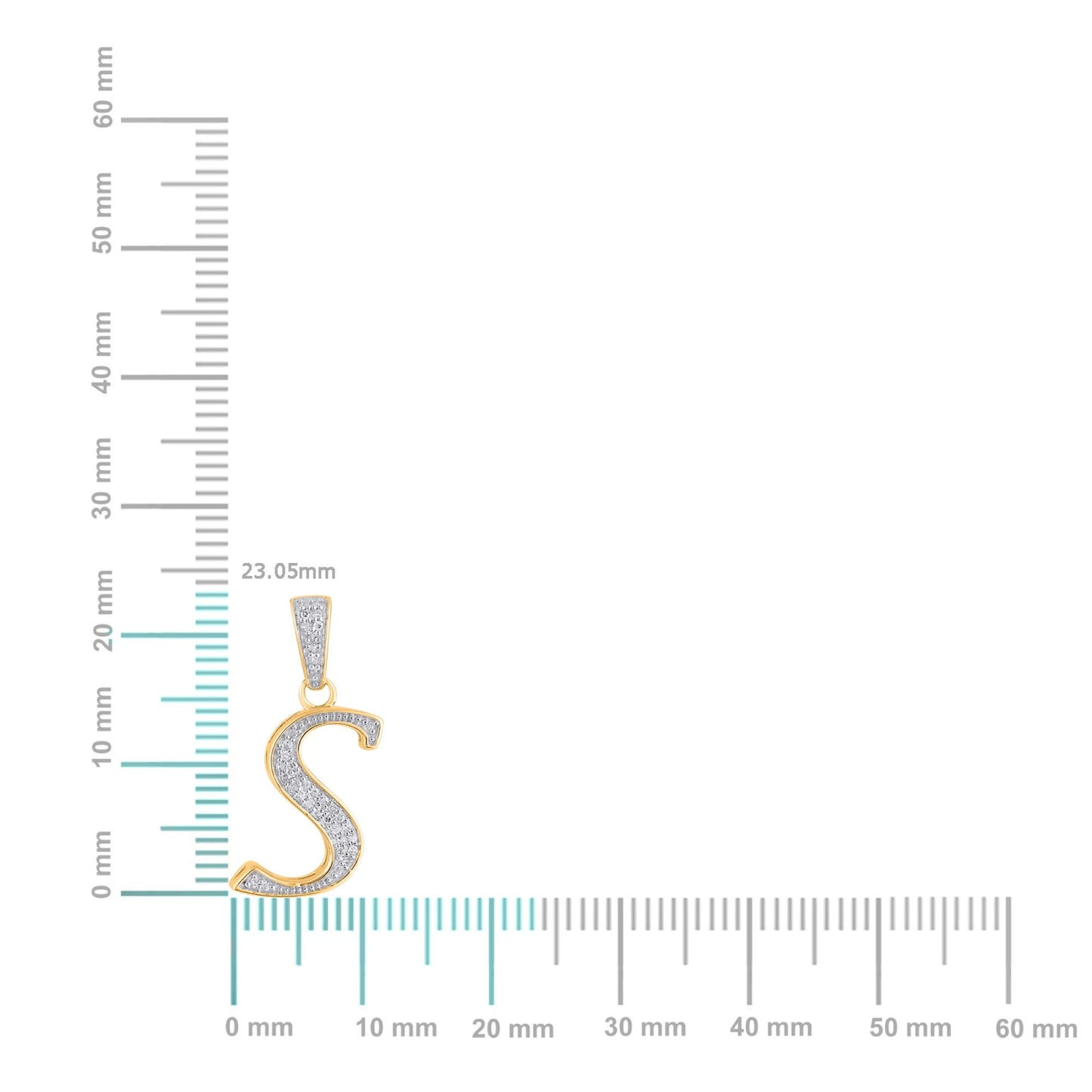 10K Yellow Gold Round Diamond S Letter Initial Pendant 1/10 Ctw