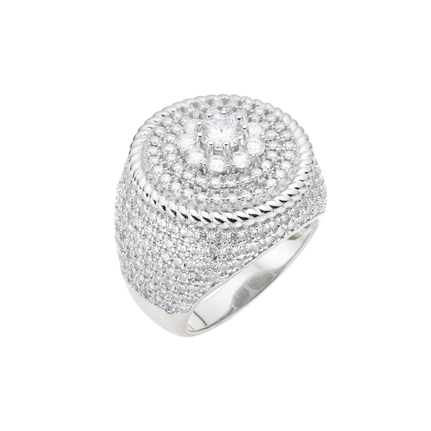 Sterling Silver Moissanite Carat Men Ring Size 10 (RP) 4-1/2 Ctw