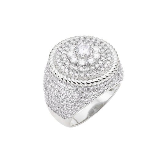 Sterling Silver Moissanite Carat Men Ring Size 10 (RP) 4-1/2 Ctw