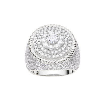 Sterling Silver Moissanite Carat Men Ring Size 10 (RP) 4-1/2 Ctw