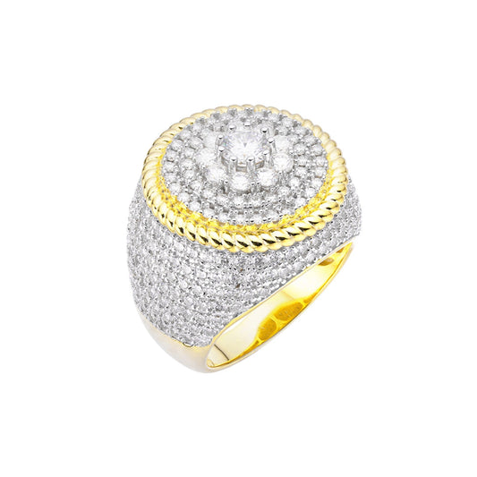 Sterling Silver Moissanite Men Ring Size 10 (RP) 4.1/2 Ctw