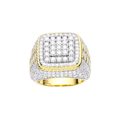 Sterling Silver Moissanite Carat Men Ring Size 10 (RP) 4-1/4 Ctw