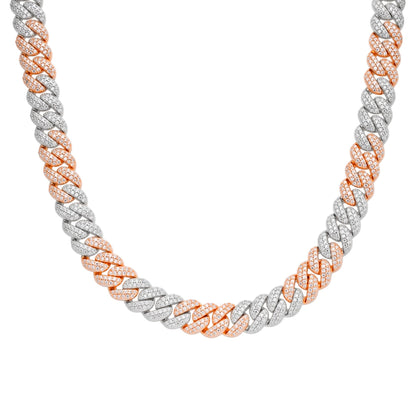 Sterling Silver Moissanite 10mm Cuban Chain 22 Inch Necklace 13-5/8 Ctw