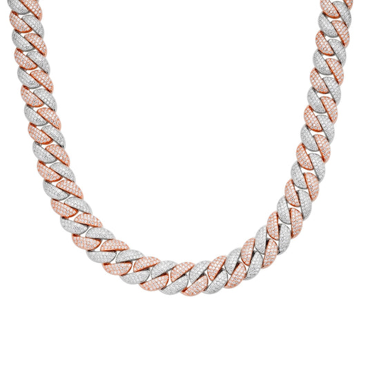 Sterling Silver Moissanite 12Mm Cuban Chain 22 Inch 19-5/8 Ctw
