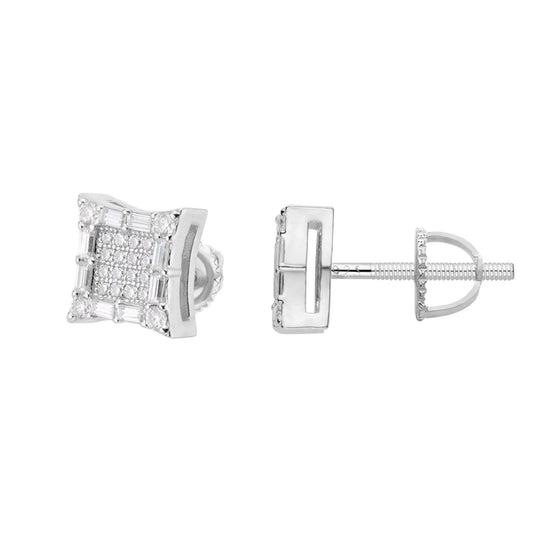 Sterling Silver Moissanite Square Shape Stud Earrings 5/8 Ctw