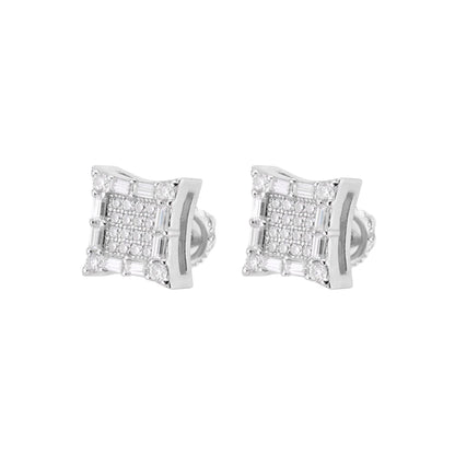 Sterling Silver Moissanite Square Shape Stud Earrings 5/8 Ctw