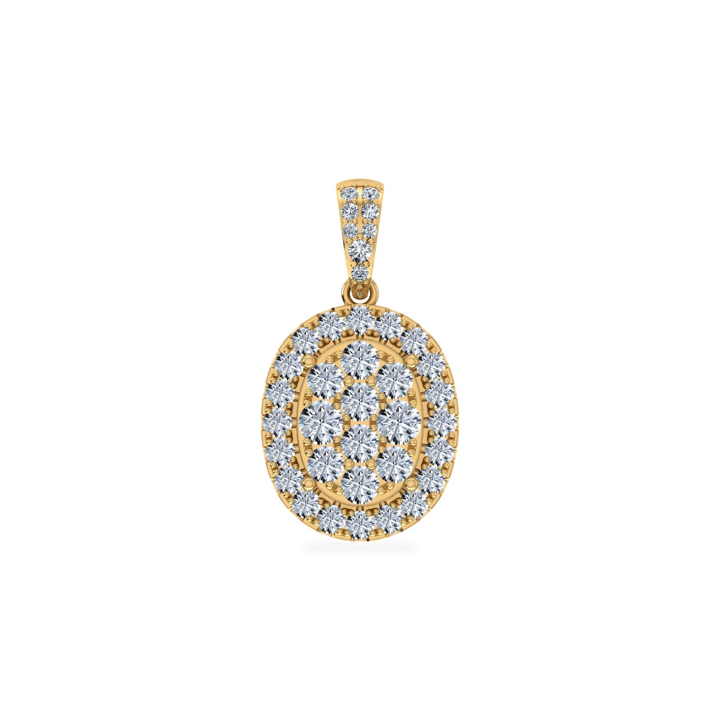 14K Yellow Gold Moissanite Oval Shape Halo Floral WoMen Designer Pendants 1-1/4 Ctw