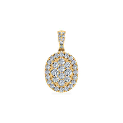 14K Yellow Gold Moissanite Oval Shape Halo Floral WoMen Designer Pendants 1-1/4 Ctw
