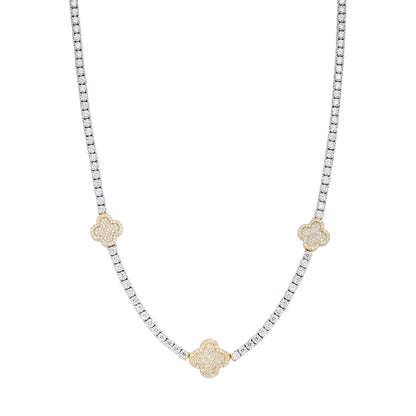 Sterling Silver Round Moissanite 15mm Designer With 3mm Tennis Chain 18 Inch Necklace 1 Ctw