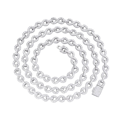 Sterling Silver 6mm Round Moissanite Infinity 18 Inch Designer Necklace 7-1/8 Ctw