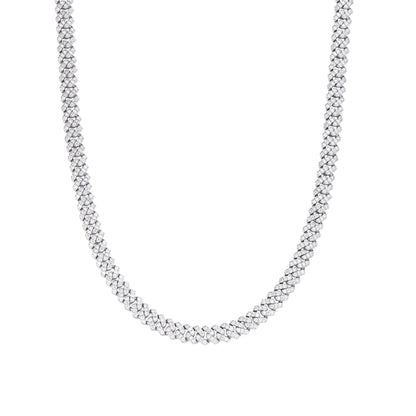 Sterling Silver 6mm Round Moissanite Cuban 20 Inch Necklace 5-3/8 Ctw