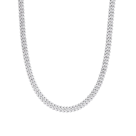 Sterling Silver 6mm Round Moissanite Cuban 20 Inch Necklace 5-3/8 Ctw