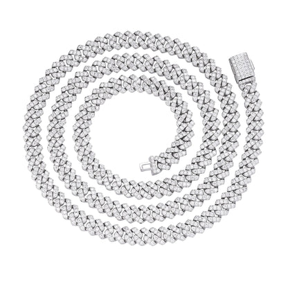 Sterling Silver 6mm Round Moissanite Cuban 20 Inch Necklace 5-3/8 Ctw