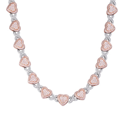 Sterling Silver Round Moissanite Infinity Heart Designer 18 Inch Necklace 19 Ctw
