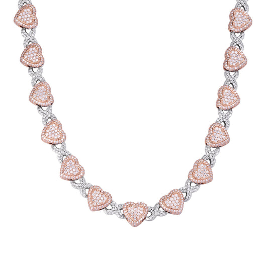 Sterling Silver Round Moissanite Infinity Heart Designer 18 Inch Necklace 19 Ctw
