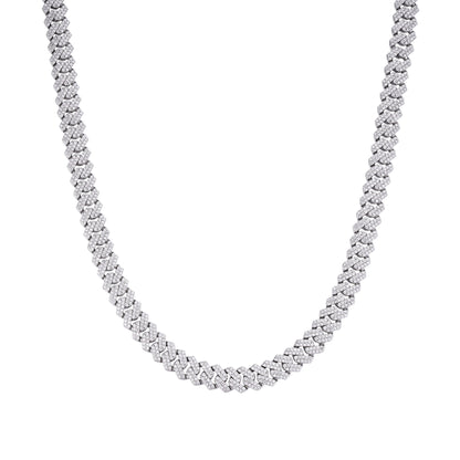 Sterling Silver 8mm Round Moissanite Cuban 22 Inch Necklace 8-1/3 Ctw