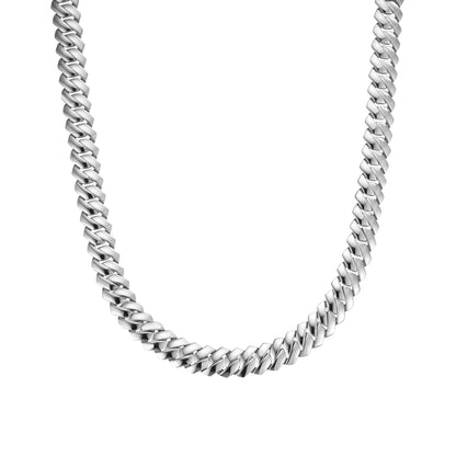 Sterling Silver Round Moissanite 8 Inch Plain Cuban Bracelet With Iced Out Lock 1/2 Ctw