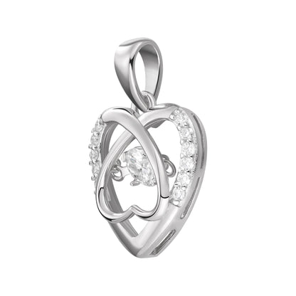 Sterling Silver Round Moissanite Infinity Heart Designer Pendant 3/8 Ctw