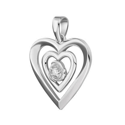 Sterling Silver Round Moissanite Solitaire Heart Designer Pendant 1/10 Ctw