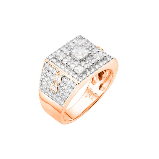 Sterling Silver Round Baguette Moissanite Square Shape Designer Size 9 Men Ring 2-3/8 Ctw