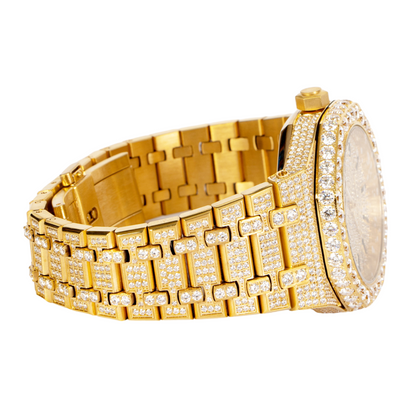 Moissanite Stainless Steel Yellow Band Men Watch 22-1/3 Ctw