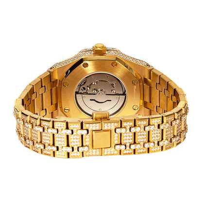 Moissanite Stainless Steel Yellow Band Men Watch 22-1/3 Ctw