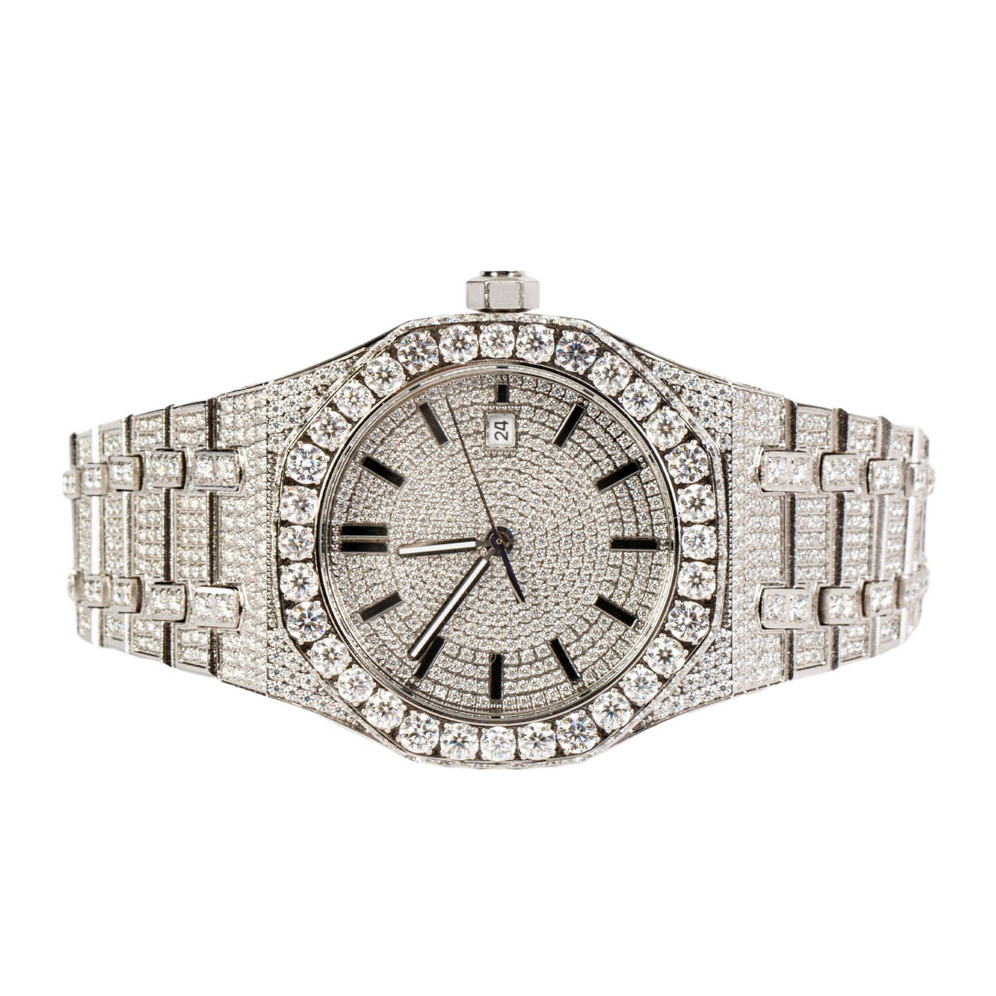 Moissanite Stainless Steel White Band Men Watch 22-1/3 CT