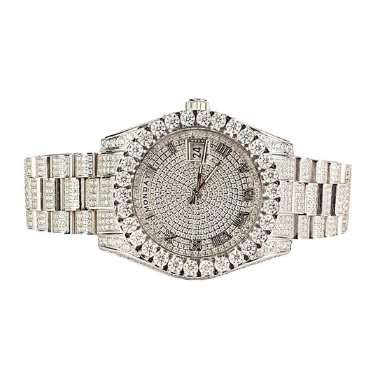 Moissanite Stainless Steel White Band Men Watch 17-1/3 CT