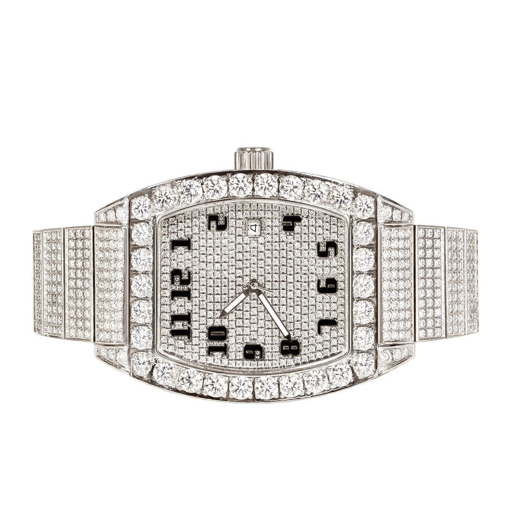Moissanite Stainless Steel White Band Men Watch
