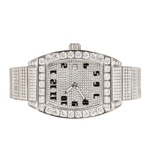 Moissanite Stainless Steel White Band Men Watch