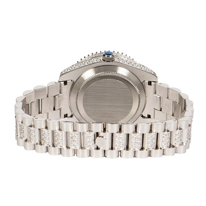 Moissanite Stainless Steel Men White Steel Band Watch