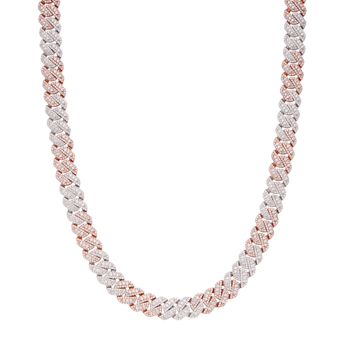Sterling Silver Round Big Stone in Center Surrounded with Small Stones 10mm Moissanite Cuban Chain 22Inch Necklace 18-3/8 Ctw