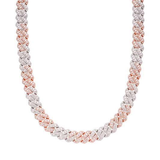 Sterling Silver Round Big Stone in Center Surrounded with Small Stones 12mm Moissanite Cuban Chain 22Inch Necklace 30 Ctw