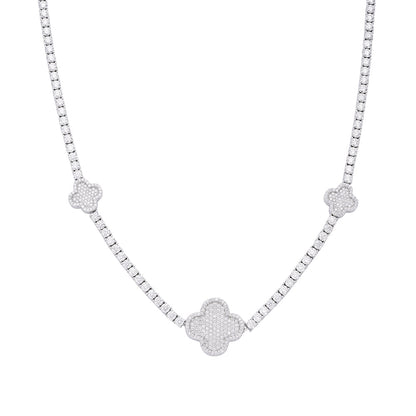Sterling Silver Round Moissanite 15mm Designer With 3mm Tennis Chain 18 Inch Necklace 1 Ctw