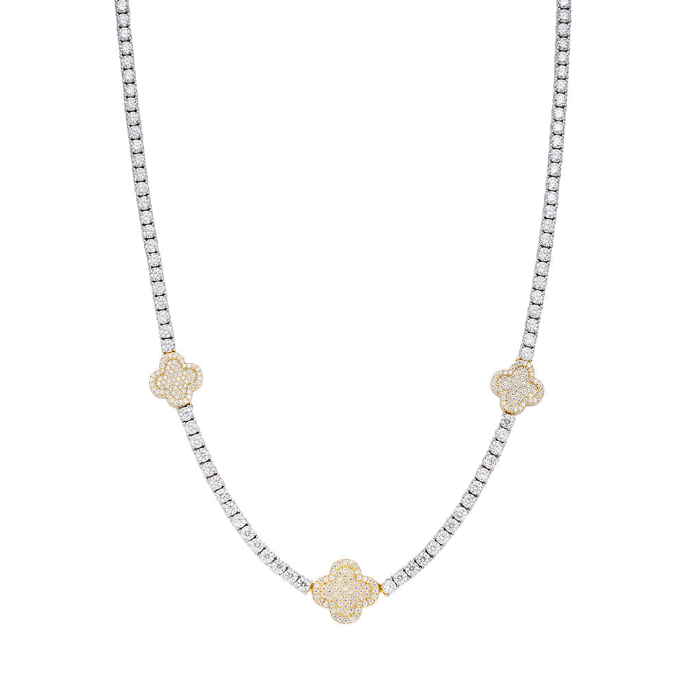 Sterling Silver Round Moissanite 15mm Designer With 3mm Tennis Chain 18 Inch Necklace 1 Ctw