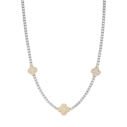 Sterling Silver Round Moissanite 15mm Designer With 3mm Tennis Chain 18 Inch Necklace 1 Ctw