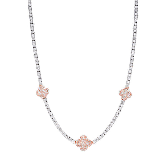 Sterling Silver Round Moissanite 15mm Designer With 3mm Tennis Chain 18 Inch Necklace 1 Ctw